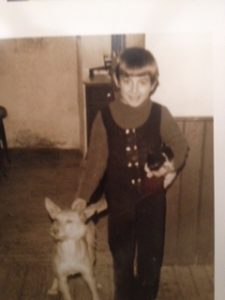 Young Maria with her pets